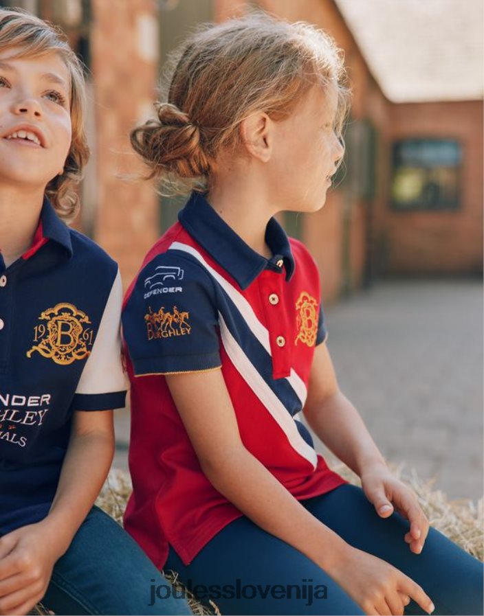 Joules oblačila dekleta burghley polo majica 2-12 let NFBJ4H329 temno rdeča