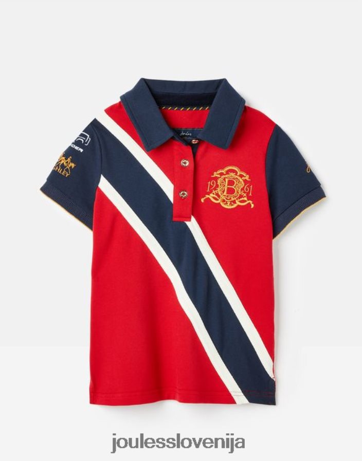 Joules oblačila dekleta burghley polo majica 2-12 let NFBJ4H329 temno rdeča
