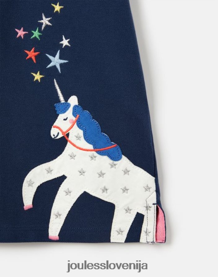 Joules oblačila dekleta moxie polo majica 2-12 let NFBJ4H315 mornarski samorog
