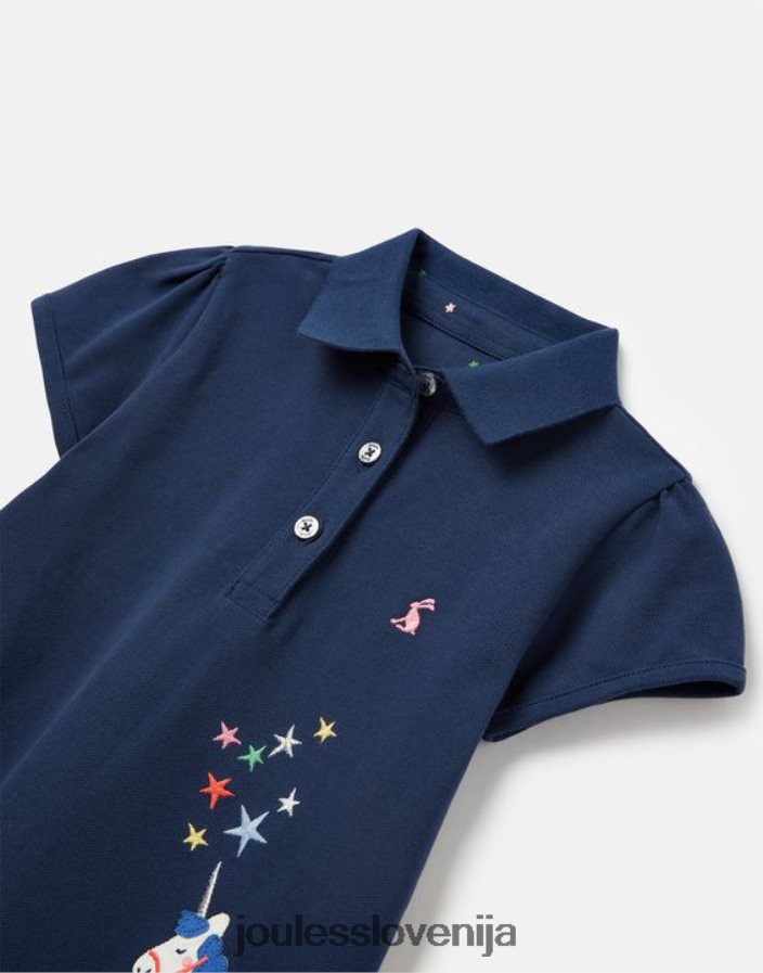 Joules oblačila dekleta moxie polo majica 2-12 let NFBJ4H315 mornarski samorog