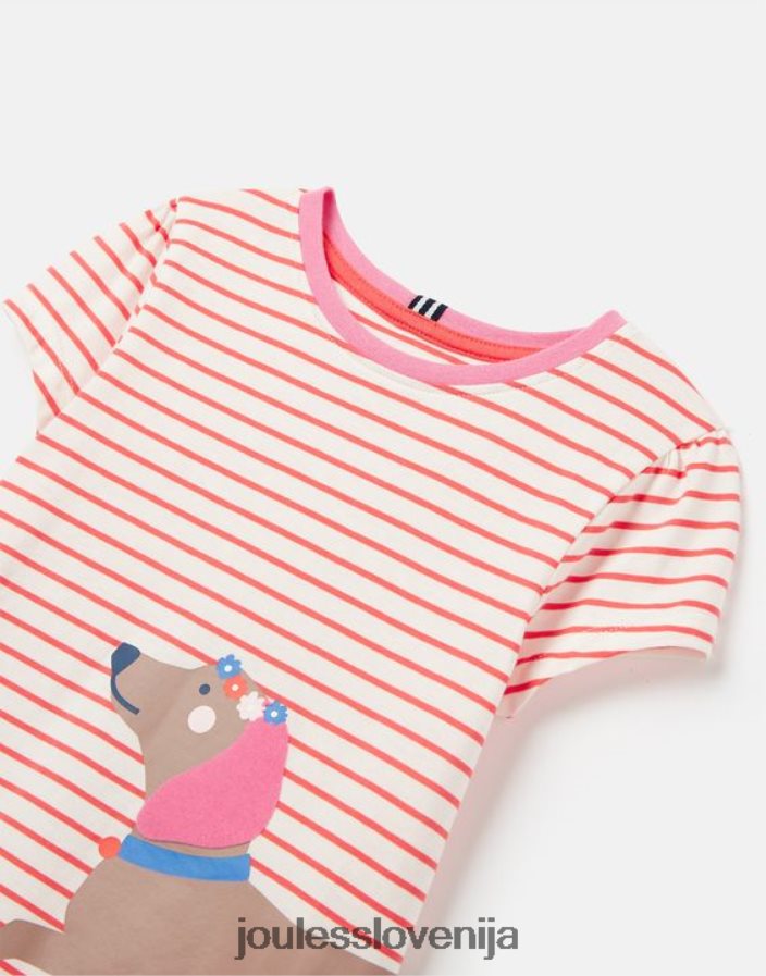 Joules oblačila dekleta pixie sitotisk majica 2-12 let NFBJ4H259 črtasti pes