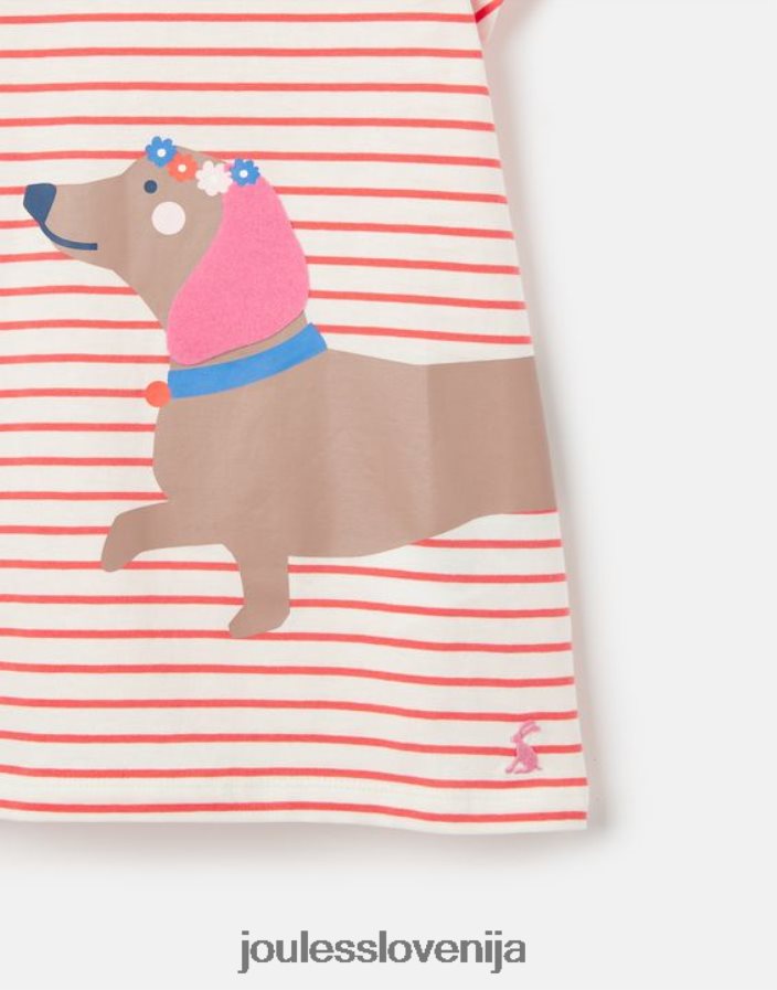 Joules oblačila dekleta pixie sitotisk majica 2-12 let NFBJ4H259 črtasti pes
