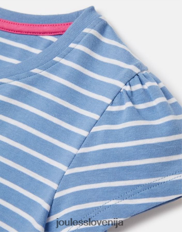 Joules oblačila dekleta pixie sitotisk majica 2-12 let NFBJ4H289 modri črtasti flamingo
