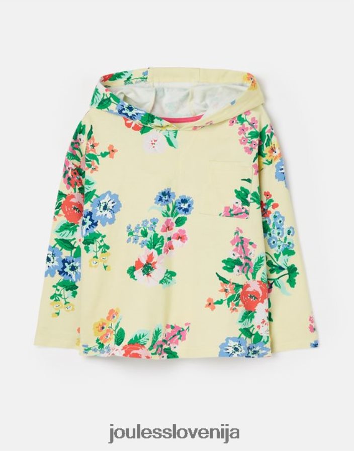 Joules oblačila dekleta lahek pulover s kapuco abbie 2-12 let NFBJ4H282 pastelno rumena