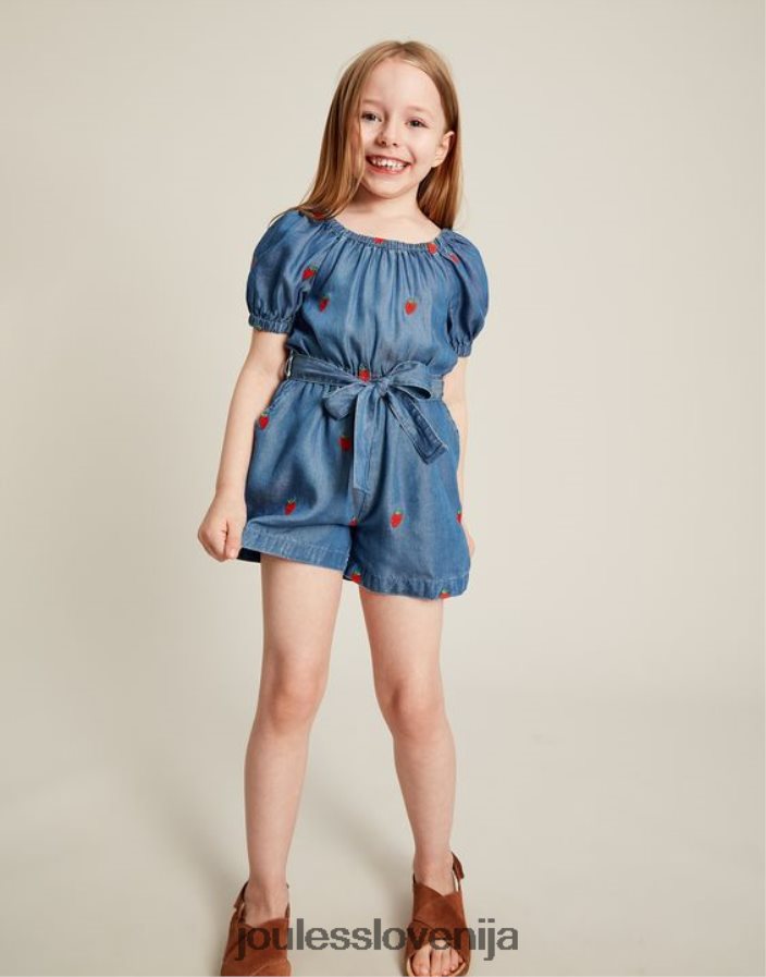 Joules oblačila dekleta betty kombinezon s kvadratnim izrezom 2-12 let NFBJ4H280 chambray jagoda