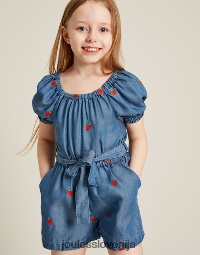 Joules oblačila dekleta betty kombinezon s kvadratnim izrezom 2-12 let NFBJ4H280 chambray jagoda