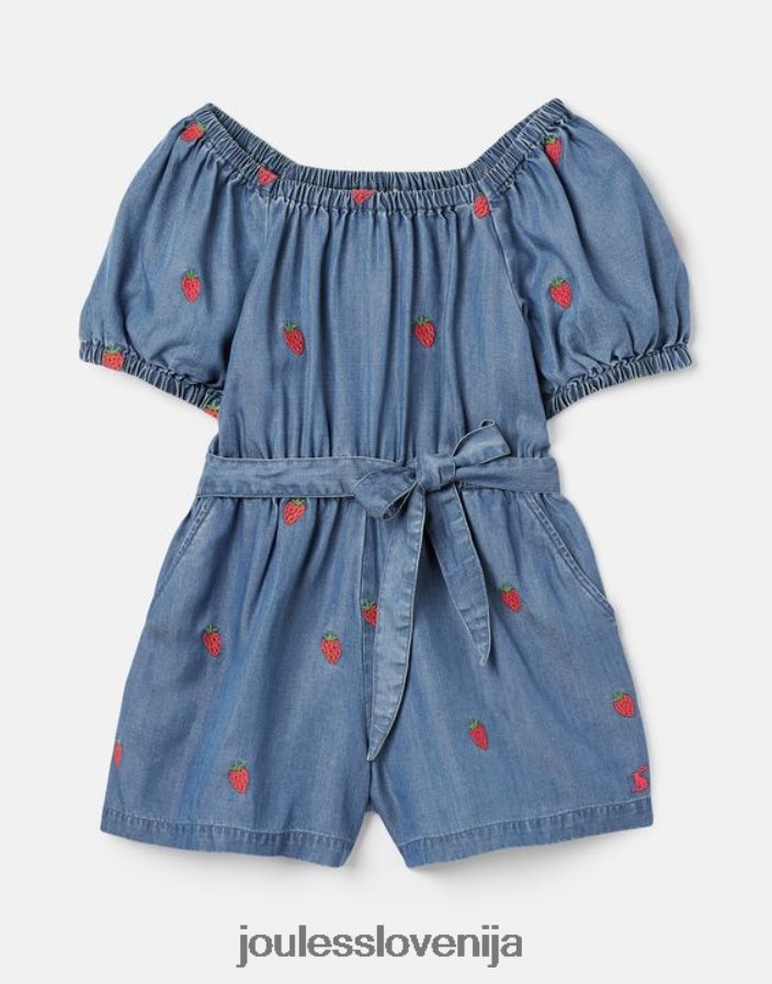 Joules oblačila dekleta betty kombinezon s kvadratnim izrezom 2-12 let NFBJ4H280 chambray jagoda