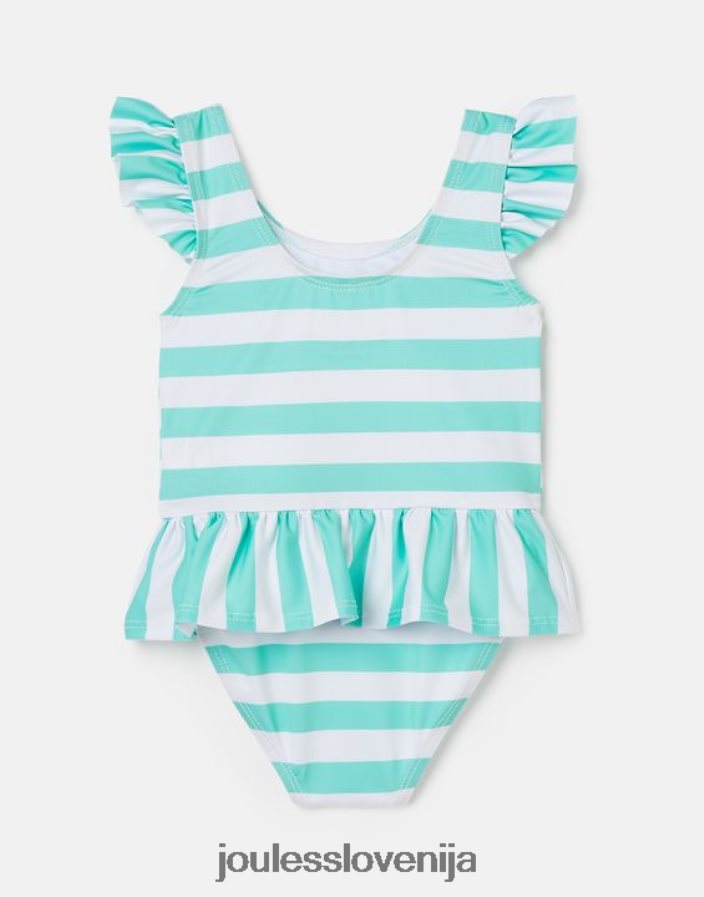 Joules oblačila dojenčki kopalke z naborki 0-3 leta NFBJ4H420 aqua stripe cat