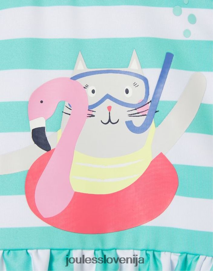 Joules oblačila dojenčki kopalke z naborki 0-3 leta NFBJ4H420 aqua stripe cat
