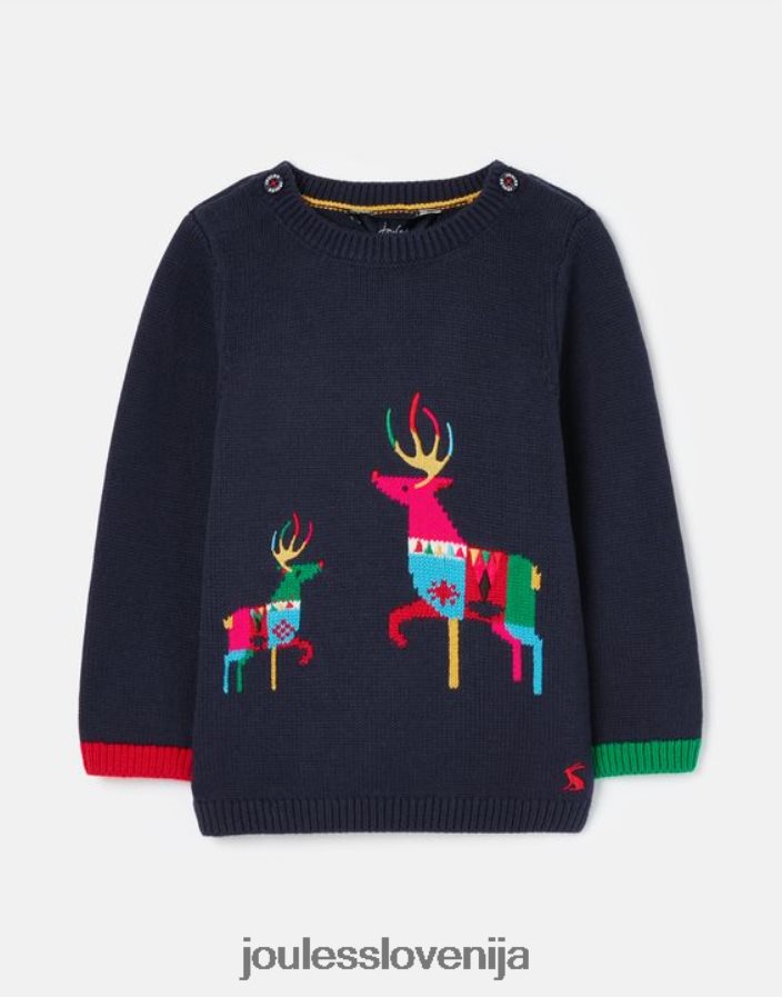 Joules oblačila dekleta cracking intarsia pleten pulover 0-24 mes NFBJ4H413 mornariški severni jelen