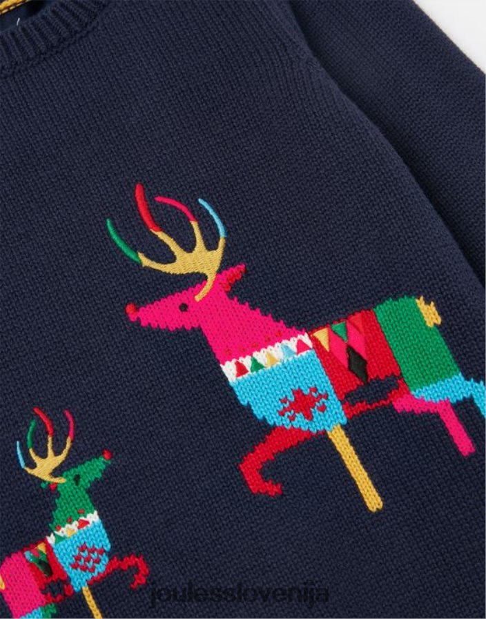 Joules oblačila dekleta cracking intarsia pleten pulover 0-24 mes NFBJ4H413 mornariški severni jelen