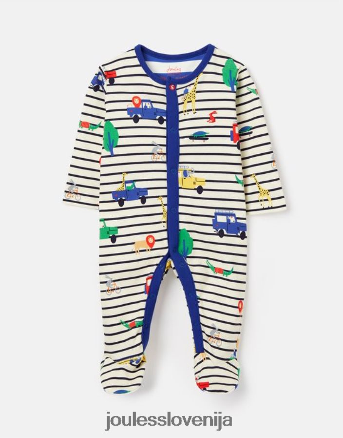 Joules oblačila dojenčki Razamataz Onesie s potiskom iz ekološko pridelanega bombaža 0-9 mesecev NFBJ4H433 safari z modro črto