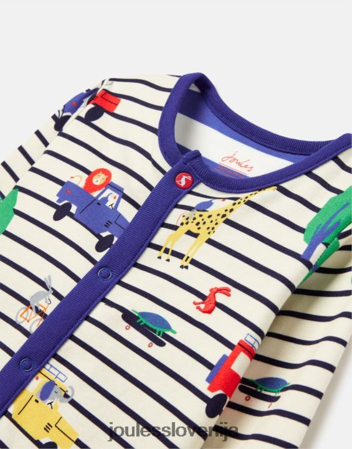 Joules oblačila dojenčki Razamataz Onesie s potiskom iz ekološko pridelanega bombaža 0-9 mesecev NFBJ4H433 safari z modro črto