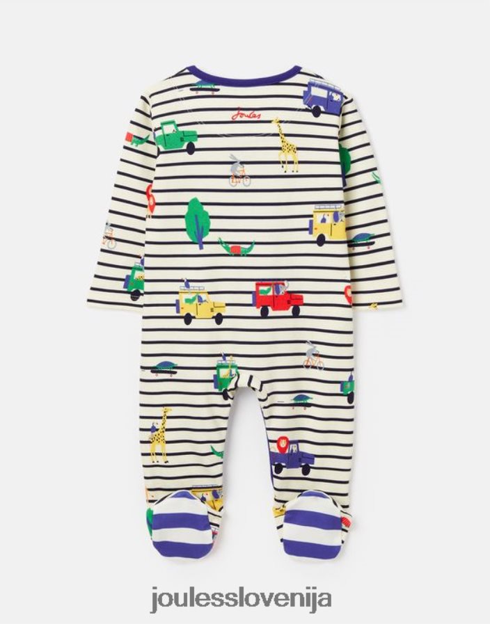 Joules oblačila dojenčki Razamataz Onesie s potiskom iz ekološko pridelanega bombaža 0-9 mesecev NFBJ4H433 safari z modro črto