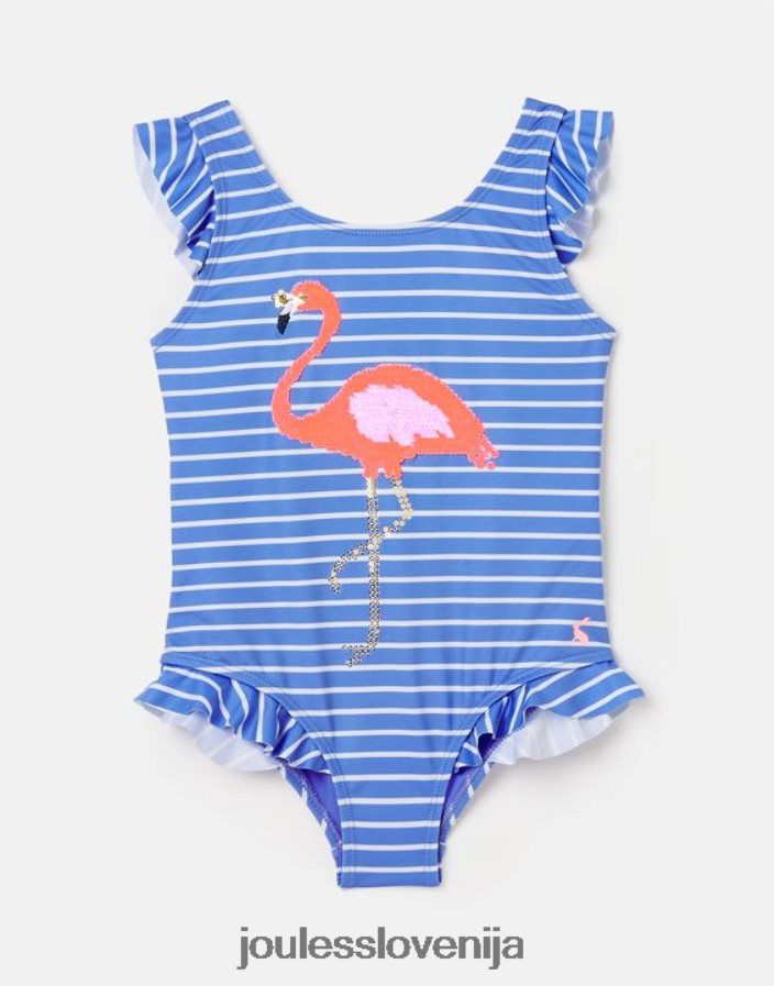 Joules oblačila dojenčki kopalke z umetninami z bleščicami 2-12 let NFBJ4H299 modri črtasti flamingo
