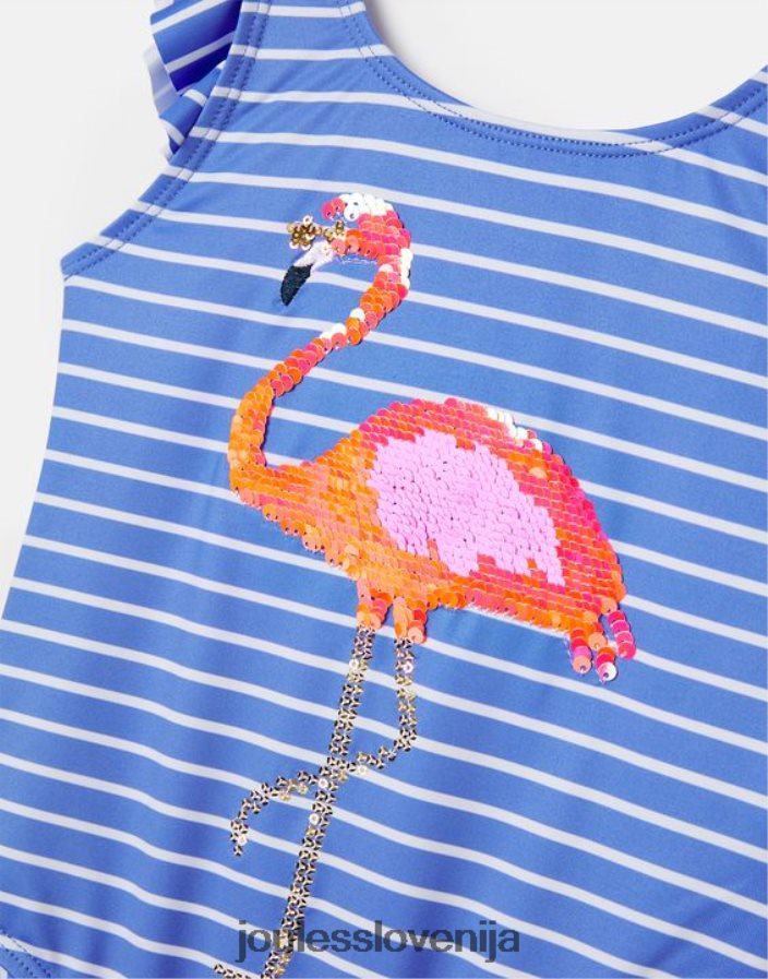 Joules oblačila dojenčki kopalke z umetninami z bleščicami 2-12 let NFBJ4H299 modri črtasti flamingo