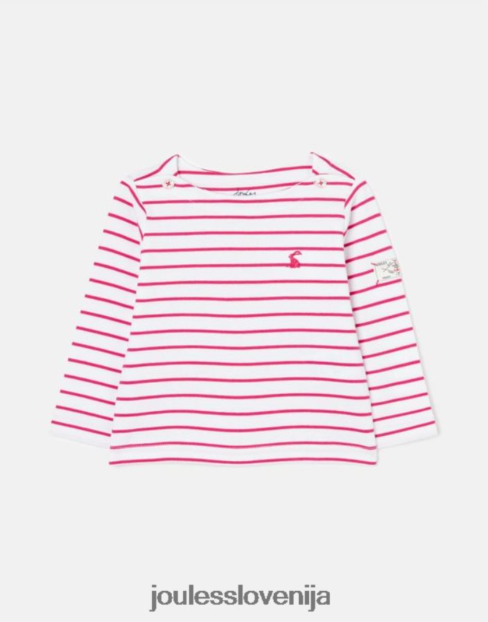 Joules oblačila dojenčki majica z dolgimi rokavi harbour stripe 0 - 3 leta NFBJ4H405 roza trak