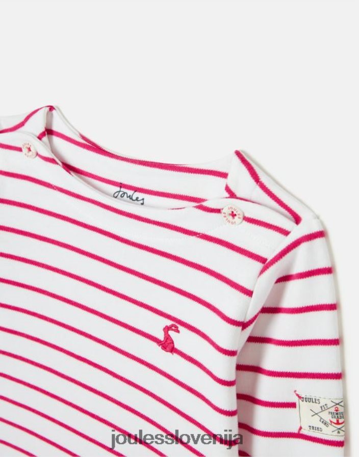 Joules oblačila dojenčki majica z dolgimi rokavi harbour stripe 0 - 3 leta NFBJ4H405 roza trak