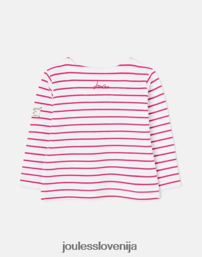 Joules oblačila dojenčki majica z dolgimi rokavi harbour stripe 0 - 3 leta NFBJ4H405 roza trak