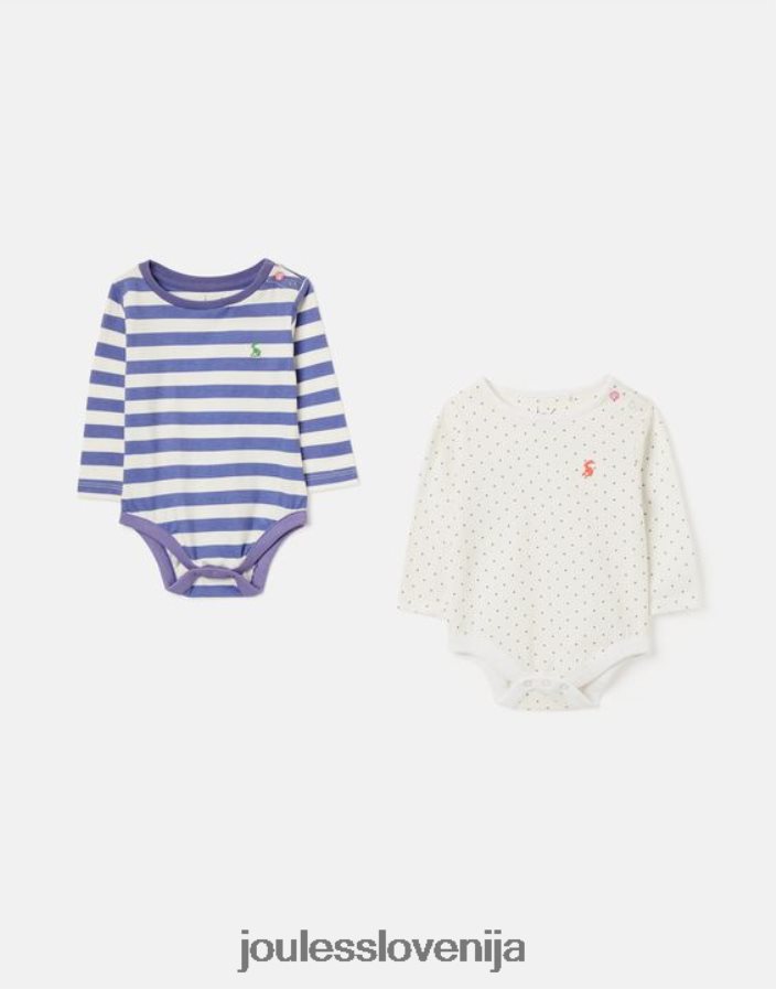 Joules oblačila dojenčki olive paket dveh bodijev 0-9 mes NFBJ4H416 pikčasti trak
