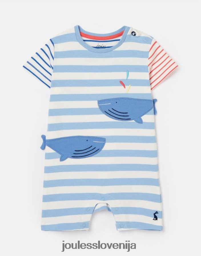 Joules oblačila dojenčki patch artwork romper 0-24 mesecev NFBJ4H425 bluwhales