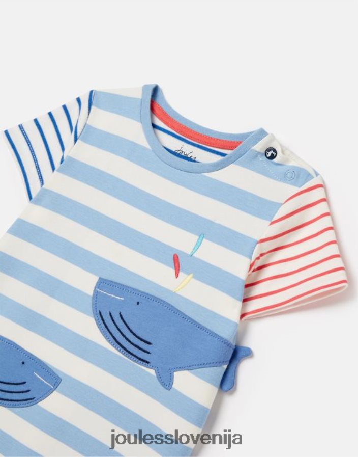 Joules oblačila dojenčki patch artwork romper 0-24 mesecev NFBJ4H425 bluwhales