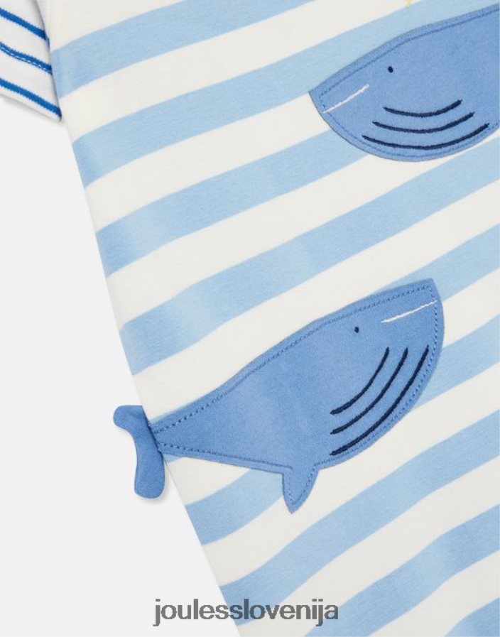 Joules oblačila dojenčki patch artwork romper 0-24 mesecev NFBJ4H425 bluwhales