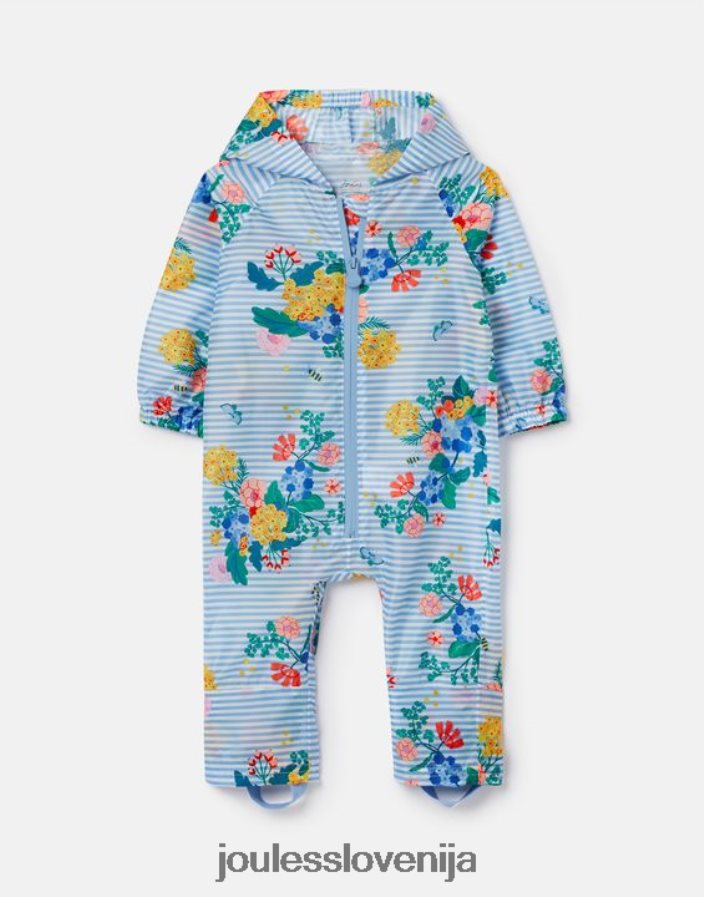 Joules oblačila dojenčki puddle nepremočljiva obleka 3 mesece-3 leta NFBJ4H414 modra črtasta cvetica