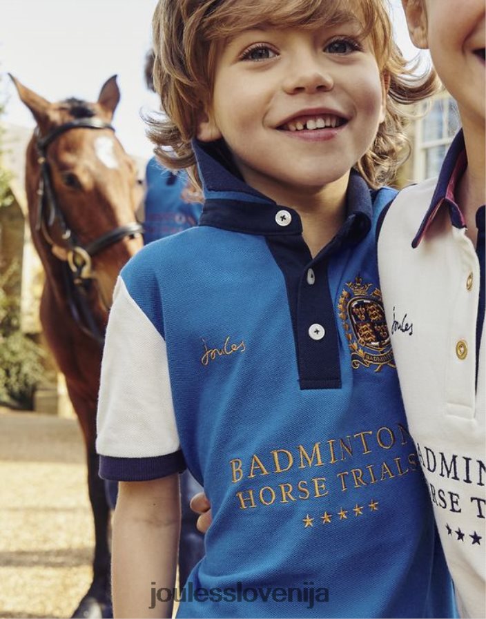 Joules oblačila fantje otroška unisex polo majica za badminton 2-12 let NFBJ4H345 modra