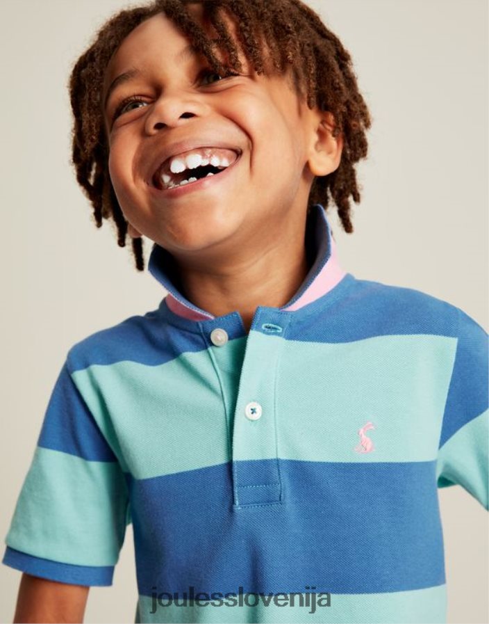 Joules oblačila fantje polo majica s črtami iz lesa 2-12 let NFBJ4H335 modri trak