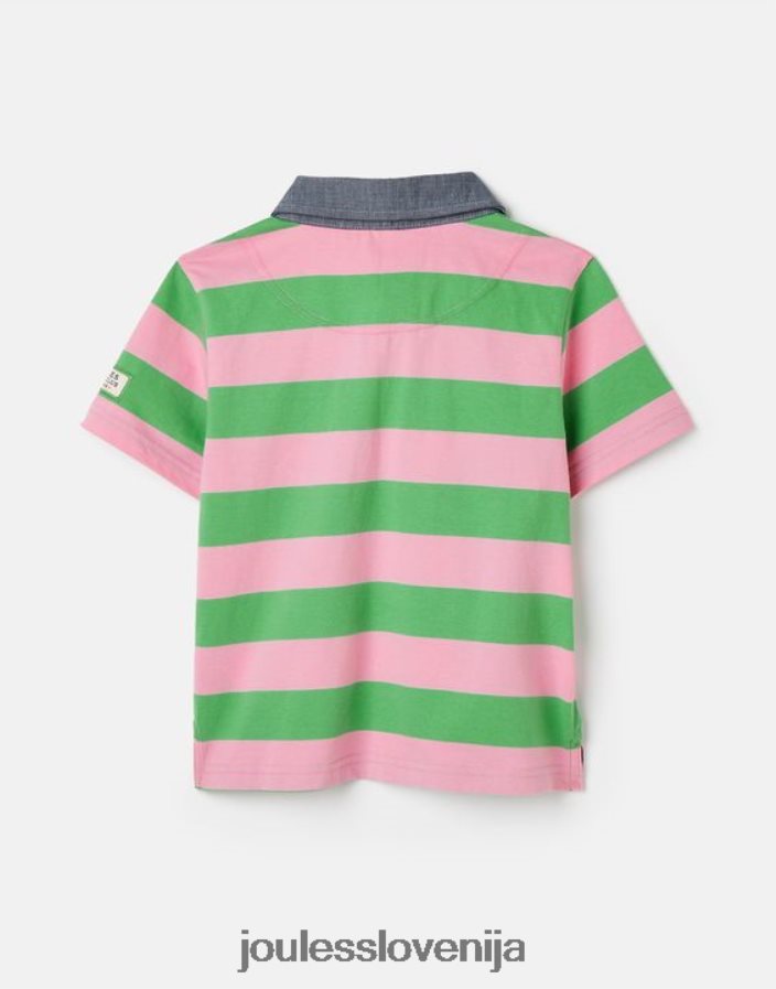 Joules oblačila fantje polo majica z ozzy črtami 2-12 let NFBJ4H337 zelena roza črta