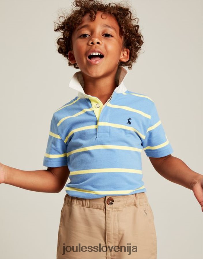 Joules oblačila fantje polo majica z ozzy črtami 2-12 let NFBJ4H350 modro rumena črta