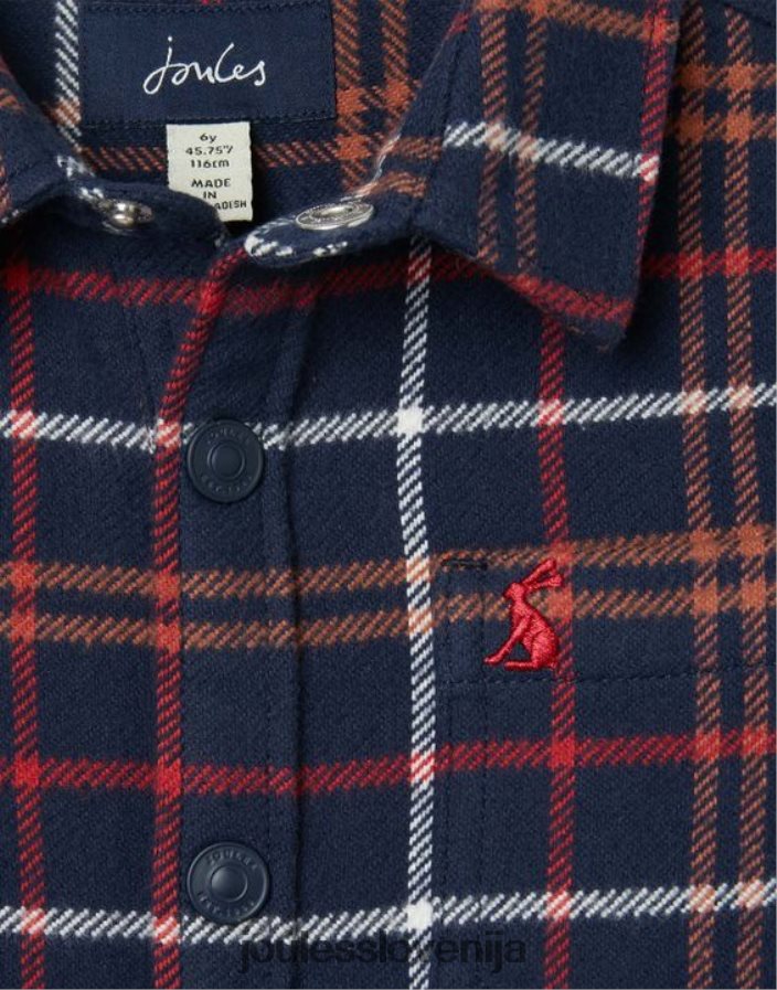 Joules oblačila fantje aiden shacket 2-12 let NFBJ4H366 mornarsko večplastni karo