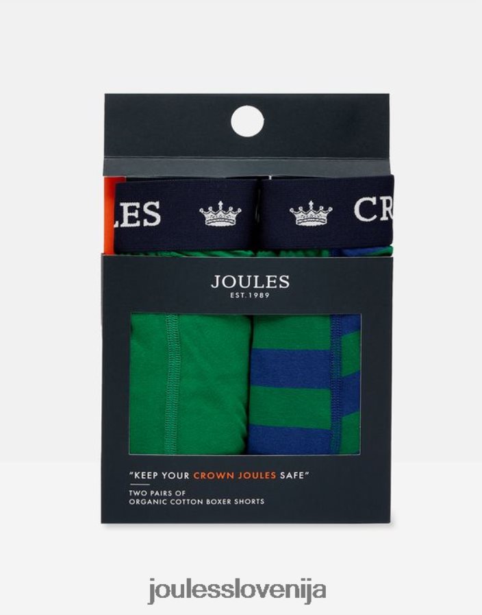 Joules dodatki moški crown bombažne boksarice 2 pak NFBJ4H172 zeleno modra črta
