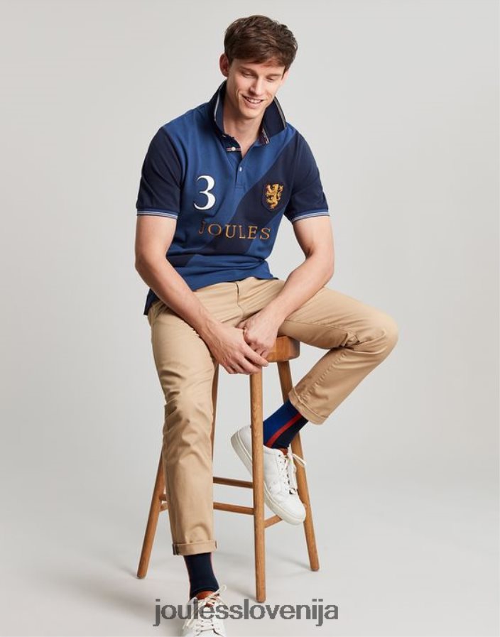 Joules oblačila moški okrašena polo majica NFBJ4H216 temno modra