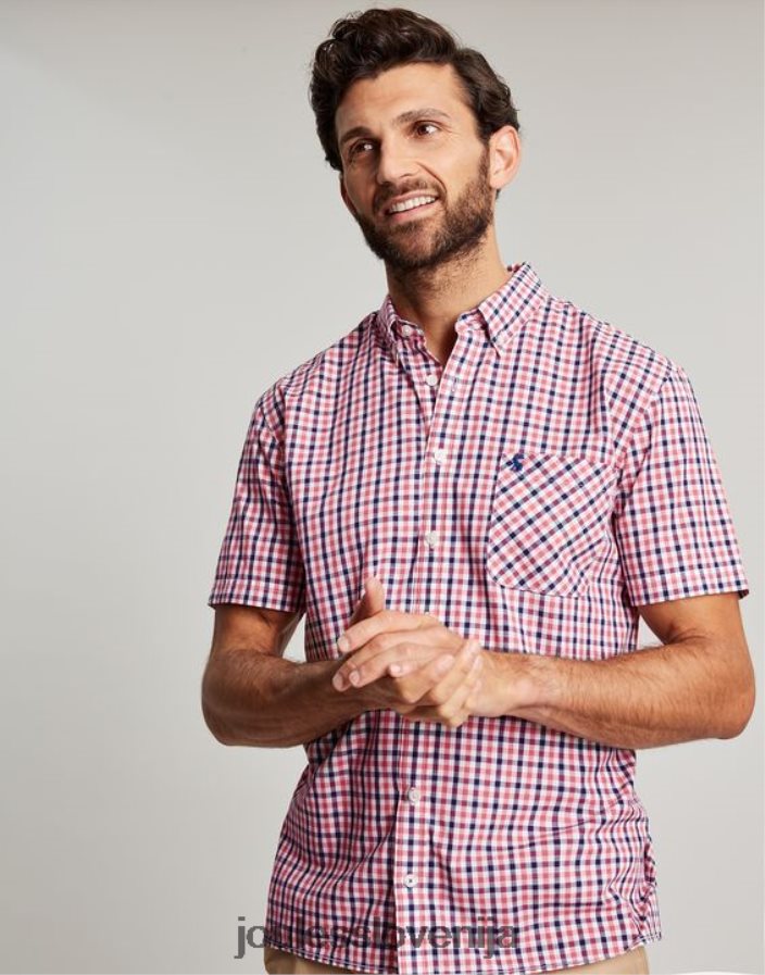 Joules oblačila moški klasična karirasta srajca wilson NFBJ4H220 mornarsko roza gingham