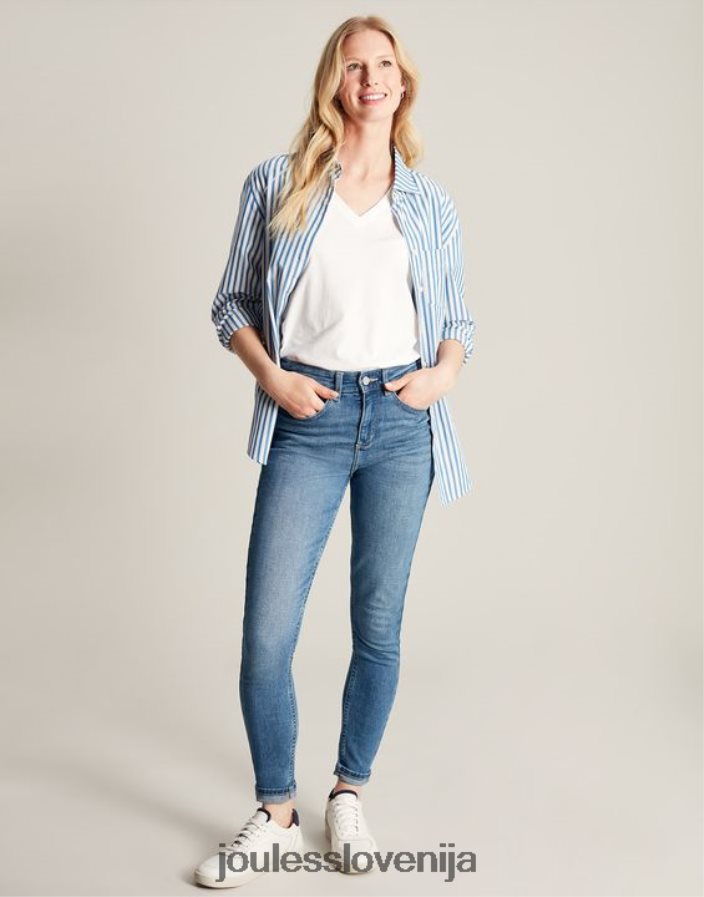Joules oblačila ženske raztegljive ozke kavbojke monroe z visoko postavo NFBJ4H1 svetlo denim