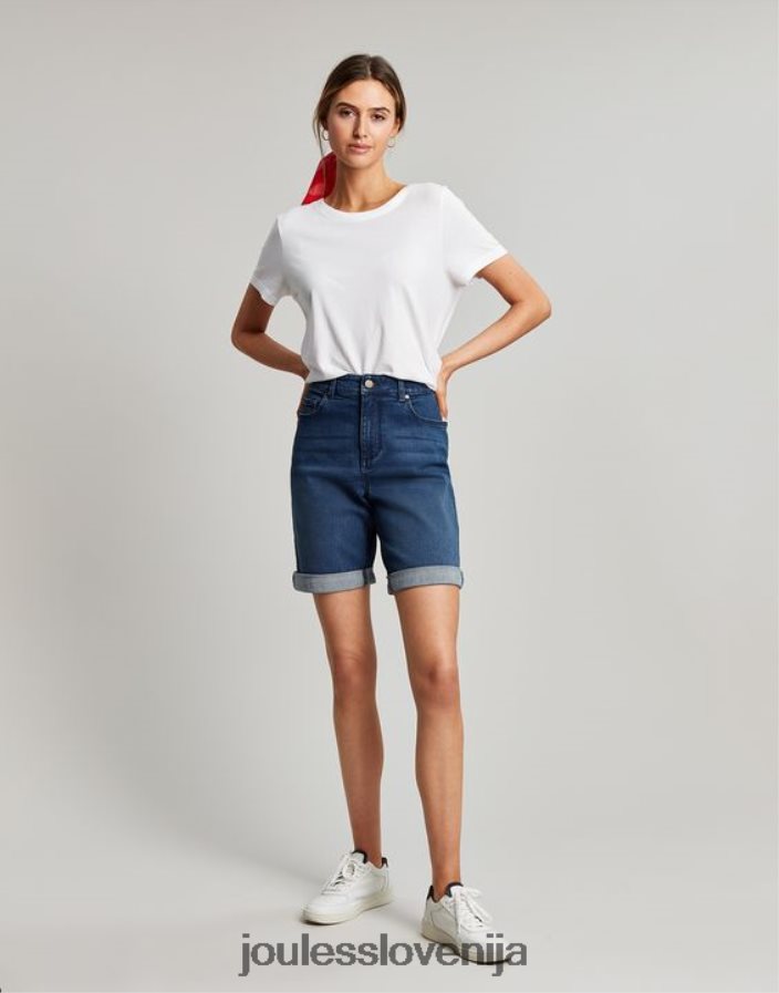 Joules oblačila ženske shirley dolge denim kratke hlače NFBJ4H73 srednji indigo