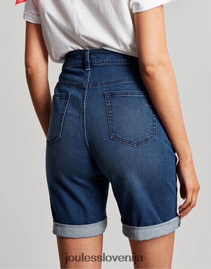 Joules oblačila ženske shirley dolge denim kratke hlače NFBJ4H73 srednji indigo