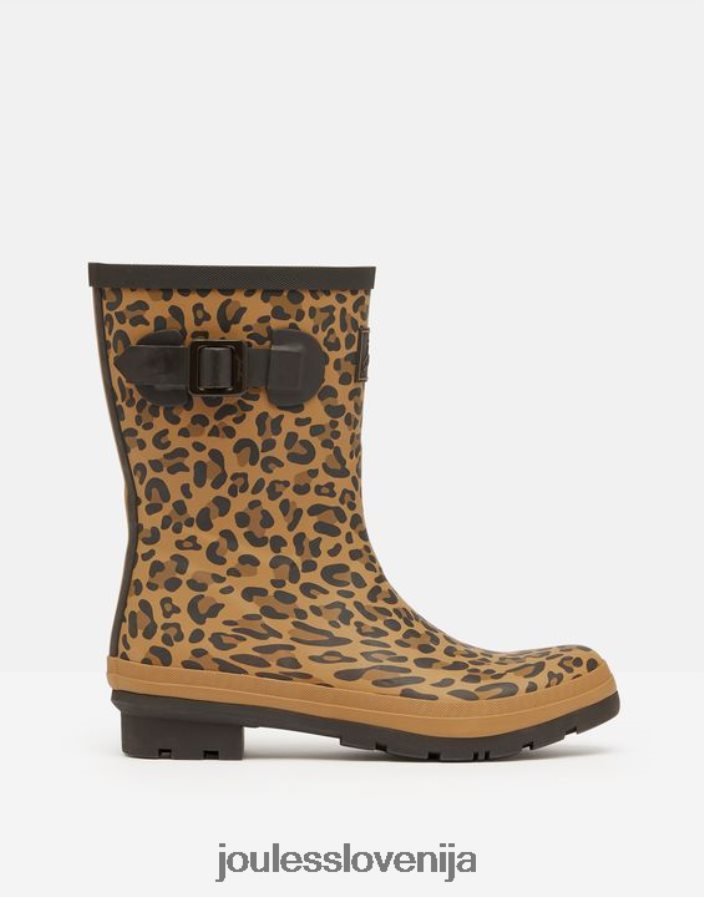 Joules obutev ženske molly srednje visoki dežni škornji z leopardjim potiskom NFBJ4H148 tan leopard