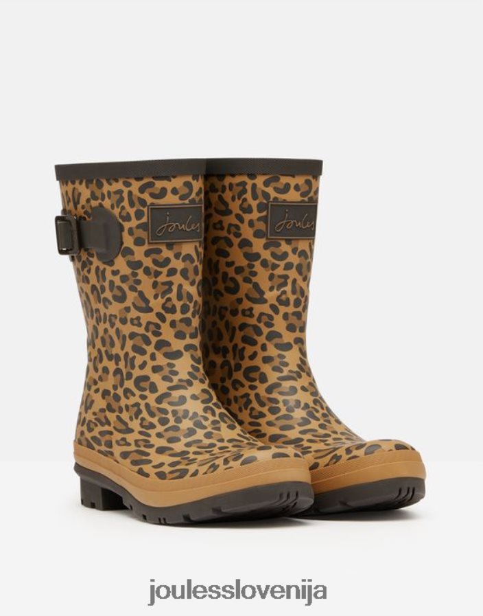 Joules obutev ženske molly srednje visoki dežni škornji z leopardjim potiskom NFBJ4H148 tan leopard