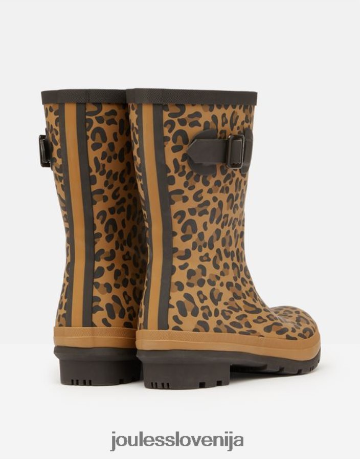 Joules obutev ženske molly srednje visoki dežni škornji z leopardjim potiskom NFBJ4H148 tan leopard