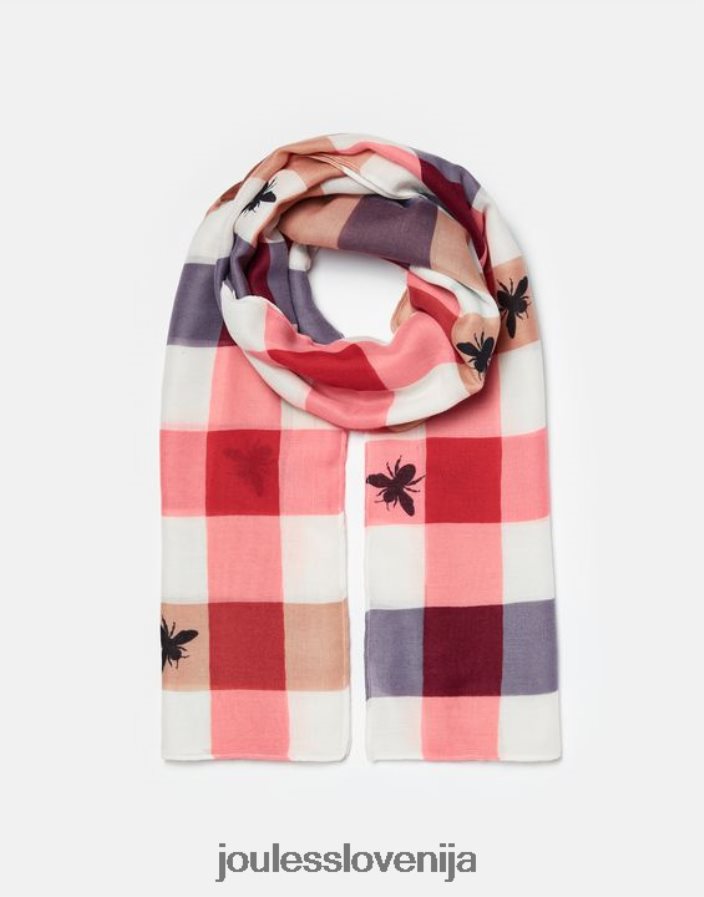 Joules dodatki ženske river lahek tkan potiskan šal NFBJ4H160 bee multi gingham