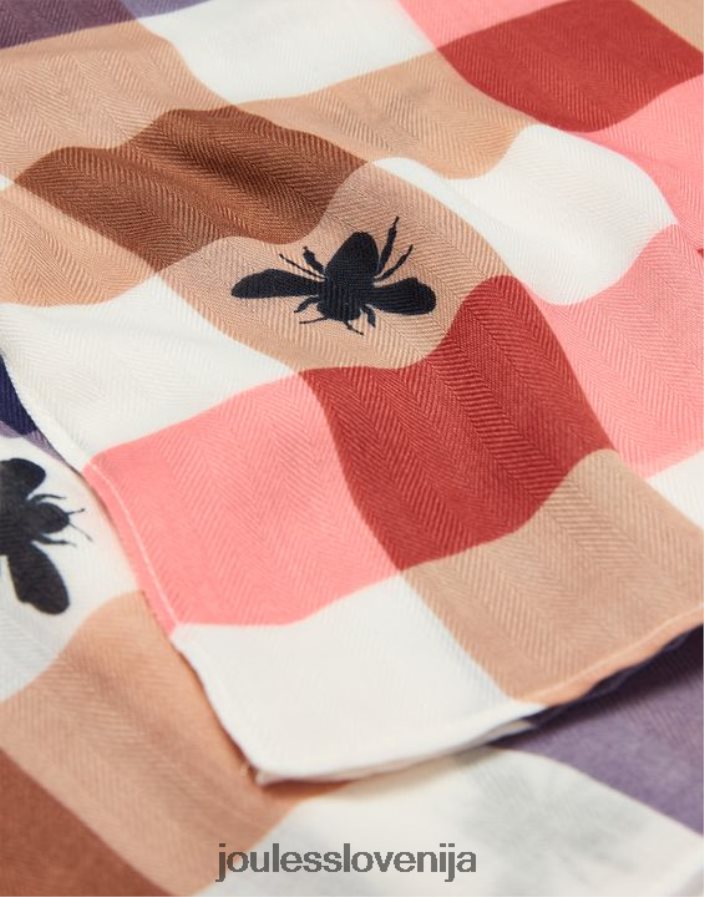 Joules dodatki ženske river lahek tkan potiskan šal NFBJ4H160 bee multi gingham