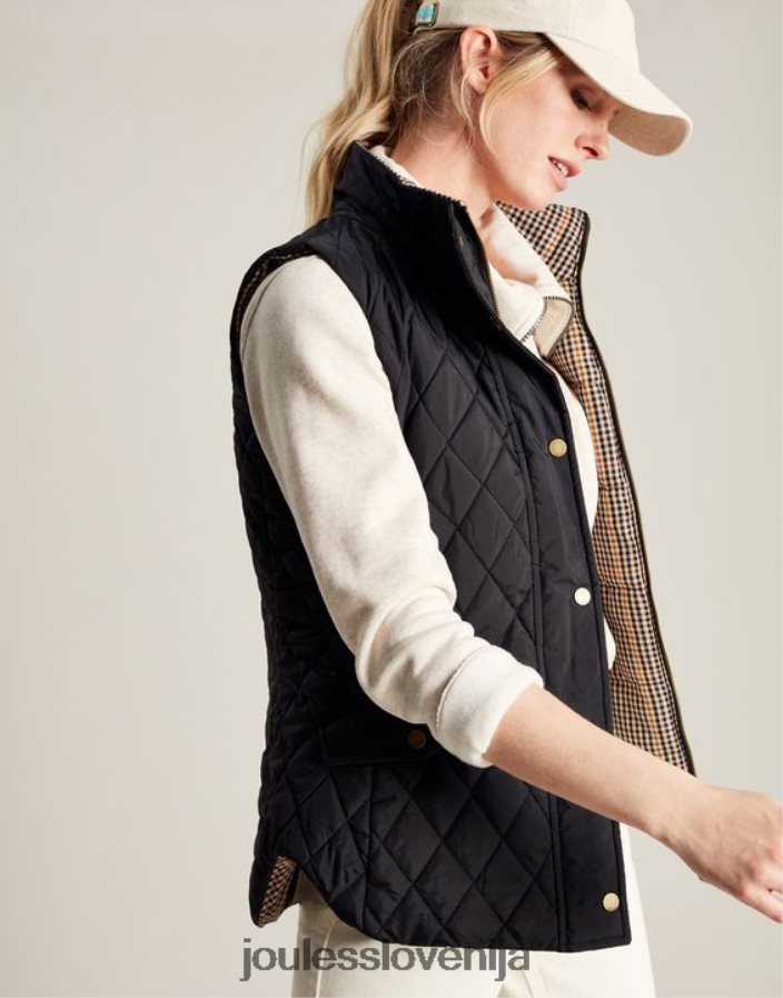 Joules oblačila ženske dvostranski telovnik atwell diamond quilt NFBJ4H50 Črna