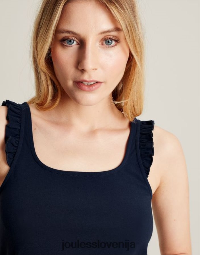 Joules oblačila ženske claire frill tank NFBJ4H119 francoska mornarica