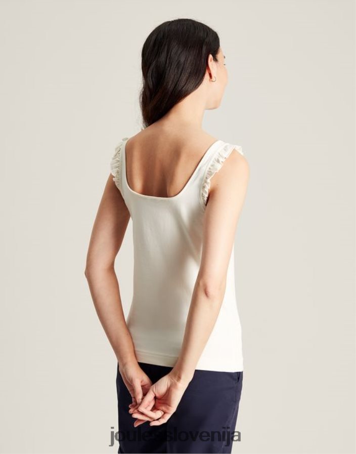 Joules oblačila ženske claire frill tank NFBJ4H130 krema