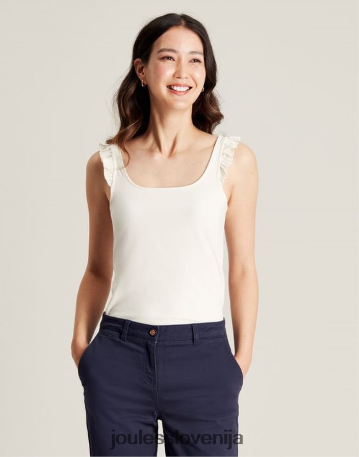Joules oblačila ženske claire frill tank NFBJ4H130 krema