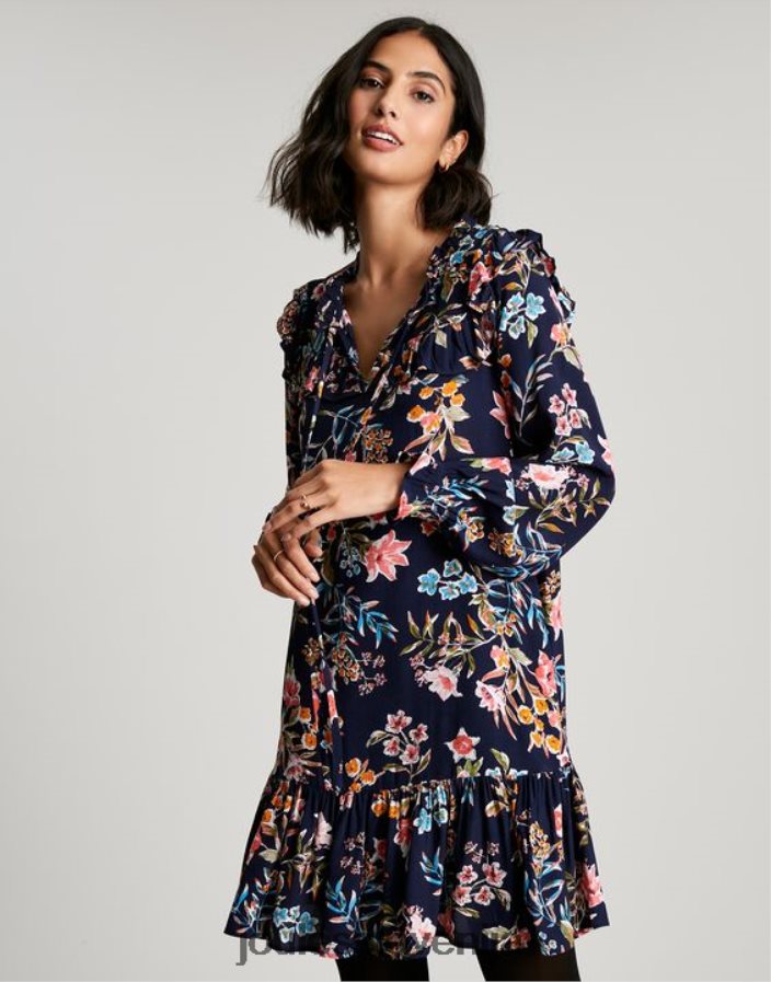 Joules oblačila ženske večplastna tunika z volančki iz rubinaste ključavnice NFBJ4H101 navy peak floral