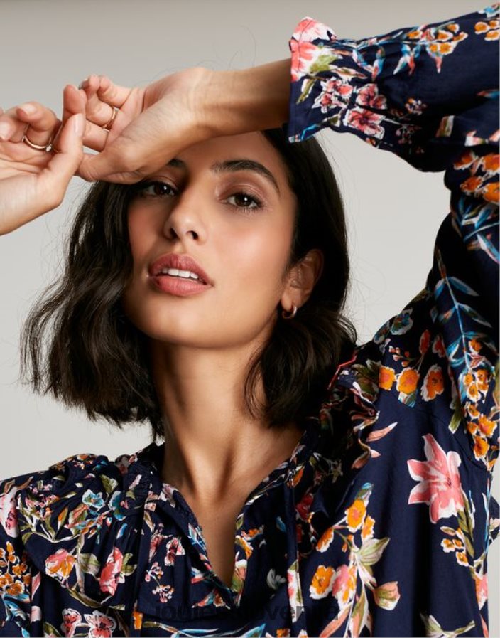 Joules oblačila ženske večplastna tunika z volančki iz rubinaste ključavnice NFBJ4H101 navy peak floral